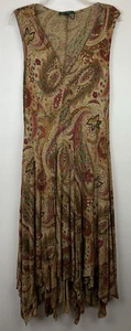 Lauren Ralph Dress XL Paisley Sleeveless Handkerchief Boho Old Money Soft Read - Picture 1 of 10