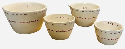Rae Dunn Christmas Stitch Measuring Cups Merry Christmas 4 Pc Ceramic By Magenta - Image 1 of 4