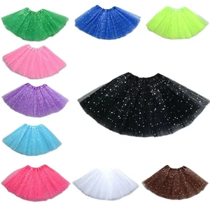 Ballet Dance Petticoat Fancy Dress Girls Kids Sparkling 3 Layers Tutu Dress - Picture 1 of 26