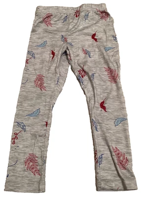 Disney Frozen Leggings Pajama Pants 5 Gray Floral Leaves Stretch Girls - Image 1 of 2