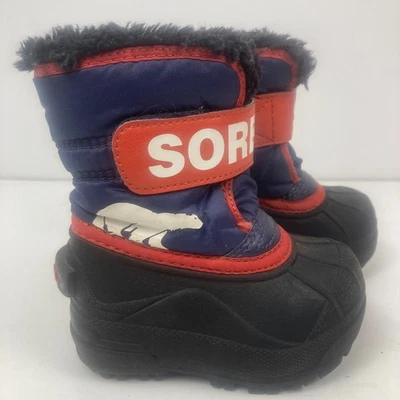 Sorel Commander Botas Nieve Clima Frío Azul/Rojo Bebé Talla 5 Foto 1 de 4
