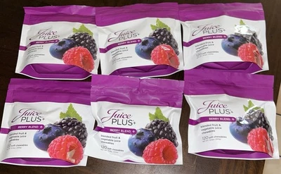 6 sacos de Juice Plus+ BERRY BLEND + - Mastigáveis de frutas e vegetais misturados (120)  - Imagem 1 de 3