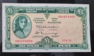 IRELAND 1970 £1 POUND LADY LAVERY (89H) EXCELLENT BANKNOTE - Picture 1 of 2