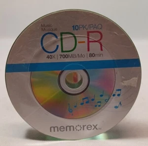 Paquete de 10 Memorex 40X Música Audio Digital 700MB CD-R CDR 80 Minutos NUEVO en Paquete - Imagen 1 de 2