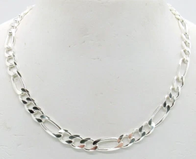 НОВЫЕ МУЖСКИЕ СЕРЕБРО .925 РОДИЯ ПОКРЫТИЕМ 30 «БРИЛЛИАНТОВАЯ ОГРАНКА FIGARO ЦЕПОЧКА - Изображение 1 из 4