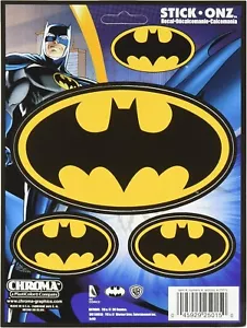 Tres (3) calcomanías ovaladas de Batman para cada Batmaniac 1 - 5,5" x 3" + 2 - 2,5" x 1,5" - Imagen 1 de 3