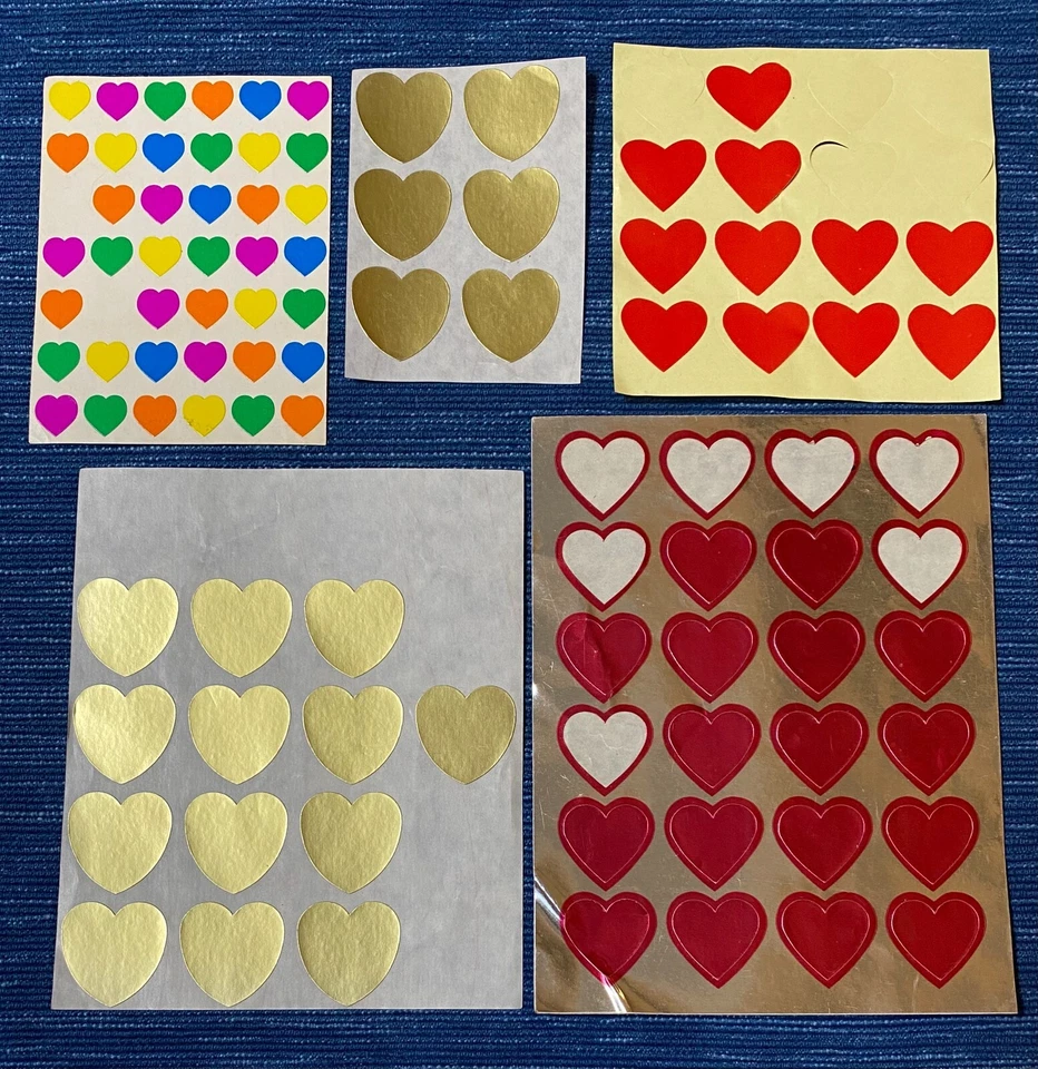 Mix Lot Vintage 80's 90's Mini Red Hearts Sticker Partial Sheet Mod 988A Foto 1 de 1
