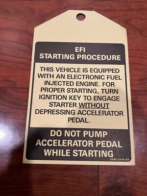1985 1986 1987 FORD MUSTANG THUNDERBIRD LTD LINCOLN FUEL INJECTION INST HANG TAG - Image 1 of 2