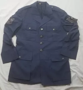 Vietnam Era USAF Coat Mens Tropical Blue Sz 41R Master Sargent Insignia Chevron - Picture 1 of 12