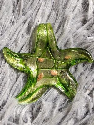 Кулон ошейник в форме звезды художественное стекло зеленое золото ювелирные изделия ремесленник муранский стиль - Изображение 1 из 4