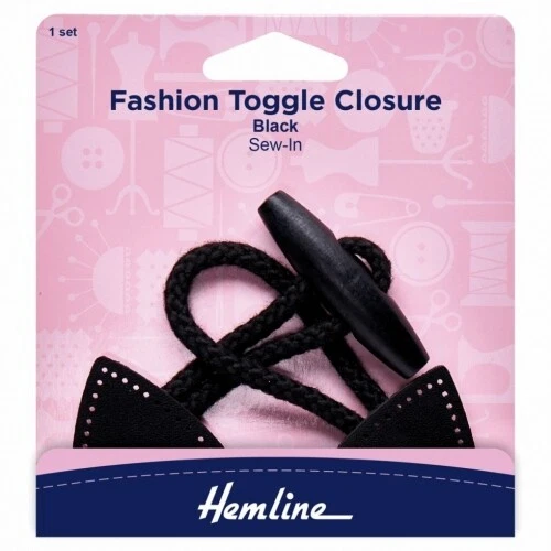 Hemline Faux Leather Toggle Closure Black - each
