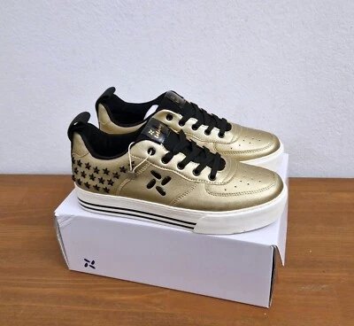 Lolway Sneakers Ragazza Platform, Oro e nero, con applicazioni, borchie, N.40 - Immagine 1 di 4