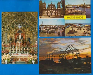 SET OF 3 USED POSTCARDS Matosinhos ( Porto ) , PORTUGAL - Picture 1 of 2