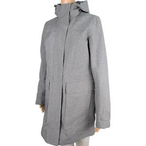 Joe Fresh Active Coat Women's XS Gray Mid length Full Zip Snaps Hooded 4 Pockets - Picture 1 of 9