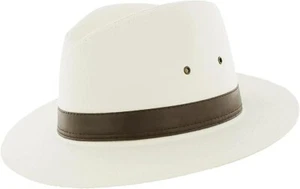 Hawkins 100% Cotton Lightweight Fedora Panama Summer Hat Faux Leather Band - Picture 1 of 2