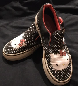 Zapato sin cordones VANS Hello Kitty T-375103 negro/blanco/rosa Y-13,5 lunares raro - Imagen 1 de 10