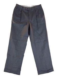 Joseph and Feiss International Dress Pants Gray Pleated Front Cuffed Mens 33x30 - Picture 1 of 12
