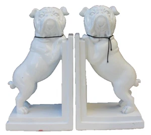 New White Modern French Bulldog Dog Animal Pet Resin Bookends Bookend - Picture 1 of 3