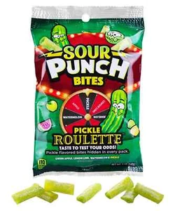 Sour Punch Bites Pickle Roulette Assorted Flavors Gummy Candy - 5oz Bag - Picture 1 of 2