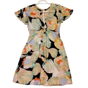 Vestido Bailey 44 Daydream Estampado Floral Manga Volante Talla 8 Babydoll Corbata Frontal Y2K - Imagen 1 de 7