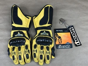 Icon Merc Gloves Asphalt Technologies Adult Medium M Yellow - Picture 1 of 13