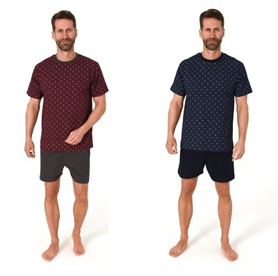 Neu Herren/Männer kurz/shorty Schlafanzug/PYJAMA Blau/rot 100% Baumwolle K0783 - Bild 1 von 4