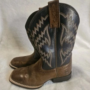ARIAT TYCOON BROWN WESTERN BOOTS YOUTH SIZE 4 Gently Used - Picture 1 of 8