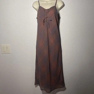 Aeropostale Plaid Cinch Neck Slip Midi Dress Y2K Grunge Punk Size M - Picture 1 of 7