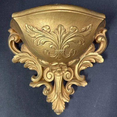 Aplique de pared dorado vintage Syroco HOMCO maceta imitación planta soporte para flores Foto 1 de 4