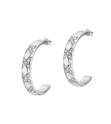 Pendientes aros Morellato italianos de acero inoxidable Cerchi X circonita cúbica Foto 1 de 4