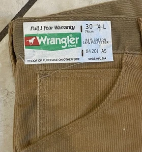 Vintage Wrangler corduroy straight leg pants 30x34 deadstock NWT 70s - Picture 1 of 7