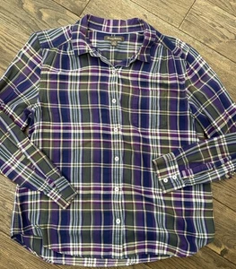 Tommy Bahama Long Sleeve Button Up Collared Plaid Shirt Women's Size L - Picture 1 of 7