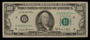 FR 2166-D* $100 1969 C Federal Reserve Note US - Star Note - VF - SKU-CA1461 - Picture 1 of 2