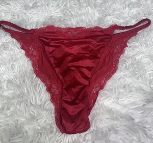 Bragas de bikini vintage Victoria Secret talla L nailon rosa sedoso - Imagen 1 de 5
