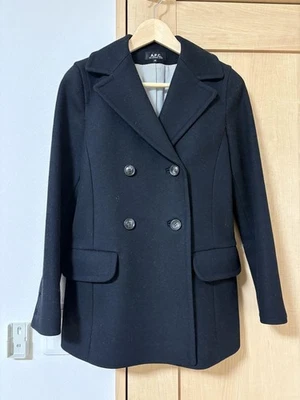A.P.C. Black Double Breasted Pea Coat XS - Image 1 of 4