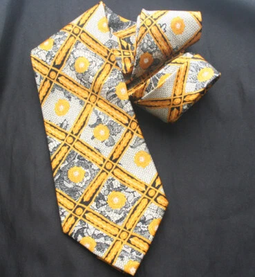 CHRISTIAN LACROIX Floral Lattice Black Lace Print Silk Neck Tie - Image 1 of 4