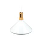 Lustre Pendentif Lampe Suspension Parabolique Blanc Base en Bois Vt-7535