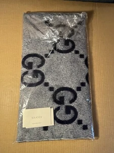 Gucci GG Jacquard Fringed Men’s Cashmere Scarf $995 - Picture 1 of 9