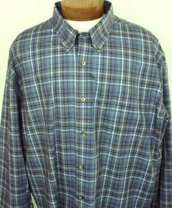 Camicia a maniche lunghe Saddlebred XLT con bottoni sul davanti grande e alta blu a quadri nuova con etichette - Foto 1 di 3
