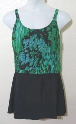 JACLYN SMITH*Traje de baño de una pieza falda negra verde azul serpiente*talla 22W*sujetador acolchado Foto 1 de 4