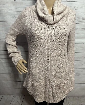 Suéter Anthropologie Ginebra Cuello Capucha Medio Rosa Tejido con Cable Mezcla de Lana Foto 1 de 4