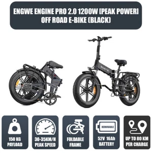 Engwe Engine PRO 2.0 1200W(Peak Power) Off Road Electric Bike Black - Picture 1 of 10
