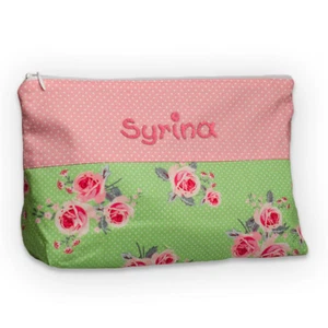 Kulturbeutel Rosen rosa 25x17cm mit Namen Kosmetiktasche Waschtasche Frauen - Bild 1 von 4
