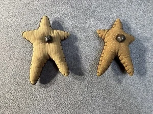 Primitive Country Star Plush Ornament With Bell Rustic Plush Stitched Lot of 2 - Picture 1 of 4