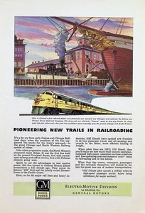 VINTAGE 1940s Print Ad ~ GM Electro-Motive ~Pioneering New Trails in Railroading - Picture 1 of 1