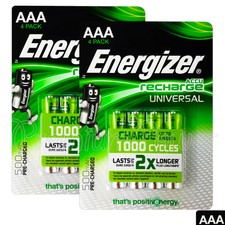 8 x Energizer AAA batteries Rechargeable Universal 500mAh Accu NiMH HR03 4 Pack