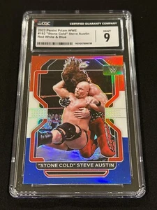 2022 Panini Prizm WWE #192 Stone Cold Steve Austin Red White and Blue CGC 9 Mint - Picture 1 of 2