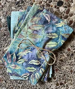 Menge 6 hübsche Batik Quilten Stoffe (je 1/2 Yard) 3 Yards insgesamt grün blau - Bild 1 von 9
