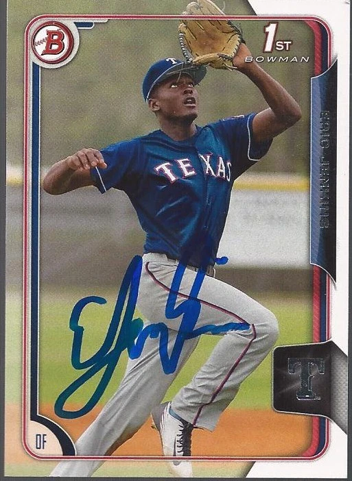 Texas Rangers ERIC JENKINS Signed 2015 Bowman Card - Image 1 of 1
