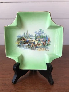 Vintage L & Sons Ltd English Ware Crinoline Lady Green Butter Dish England - Picture 1 of 6